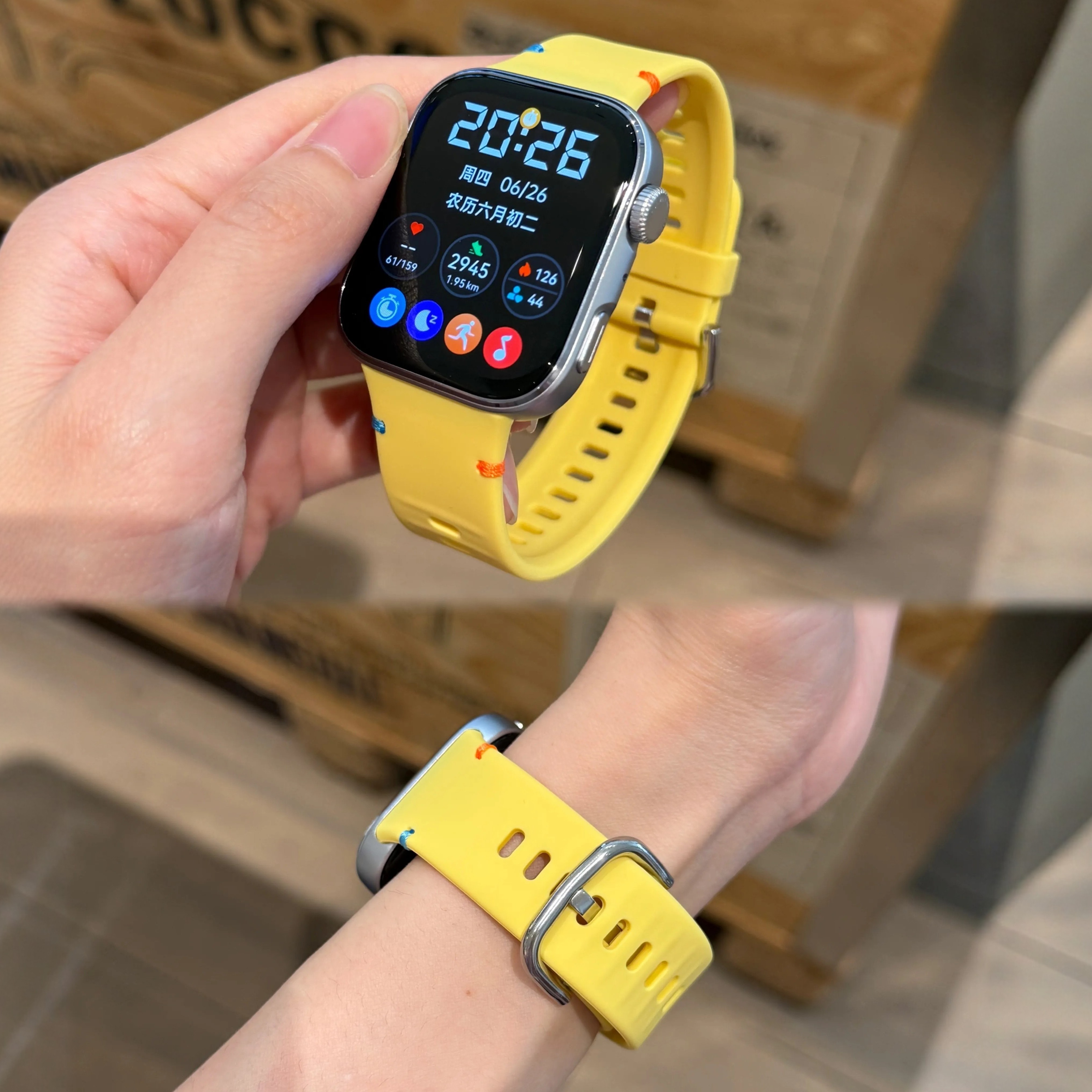 适用于华为FIT5新款奶黄一体绑线波浪液态硅胶表带手表FIT5Pro运动WatchFIT4柔软腕带智能华为Fit3高质感透气