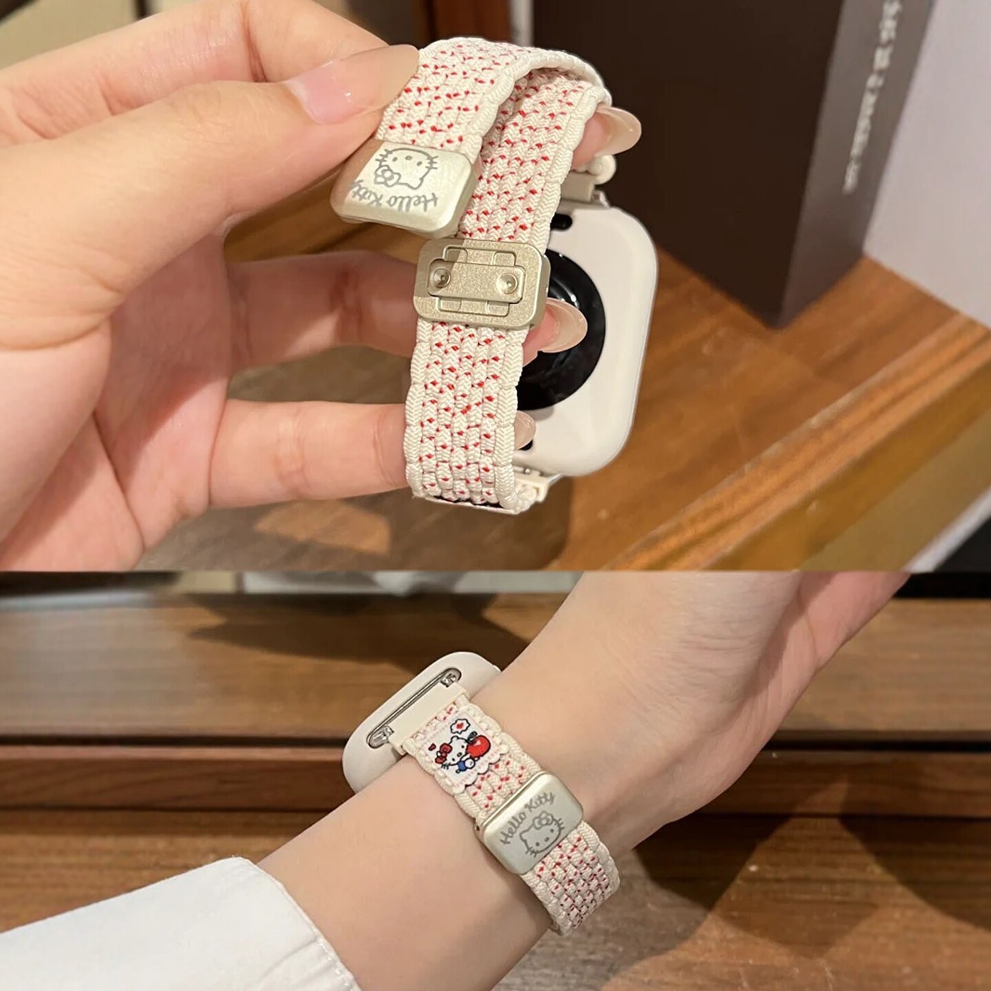 适用华为FIT4表带Fit3新款KT猫插画编织磁吸watchFit4Pro表带iWatch11苹果s109se可爱小米9Pro红米watch5夏天图片
