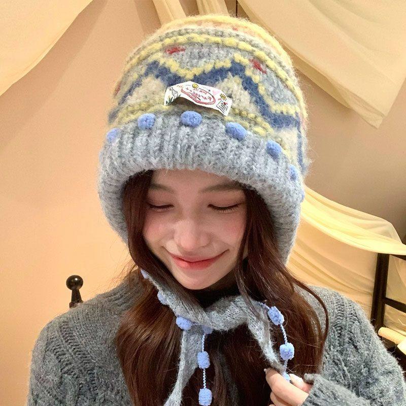 费尔岛复古针织巴拉克拉法帽女秋冬显脸小包头帽加厚保暖护耳帽子,服饰配件/皮带/帽子/围巾,帽子,淘宝优惠券,粉丝福利购,淘宝优惠卷