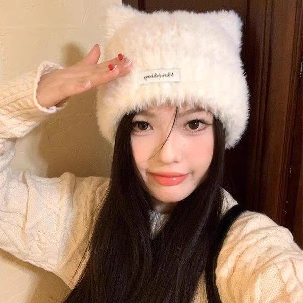 甜美可爱小猫耳朵毛绒帽