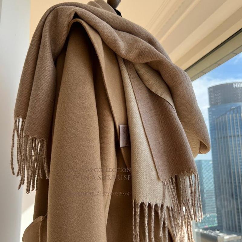 2025秋冬氛围感围巾女原单双面加厚纯色韩版轻奢欧美风仿披肩围脖