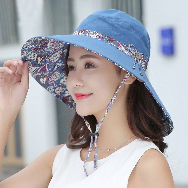 遮阳帽女夏天防晒帽可折叠沙滩盆帽遮脸凉帽出游防护帽潮
