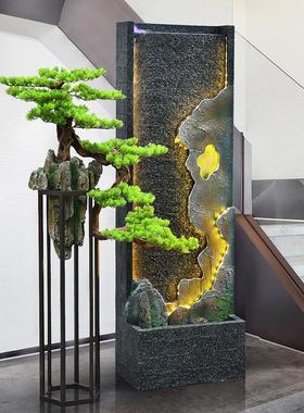 客厅玄关水幕墙流水喷泉摆件循环水电视柜旁水景办公室风水轮招财