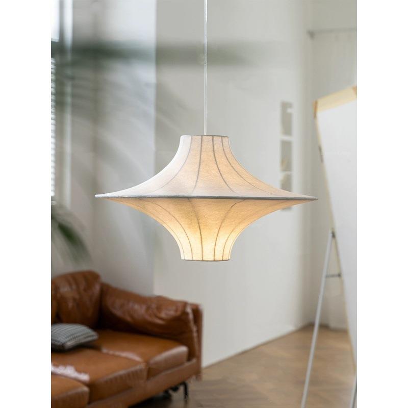 日式飞碟蚕丝吊灯现代客厅卧室侘寂风中古书房民宿设计师餐厅吊灯