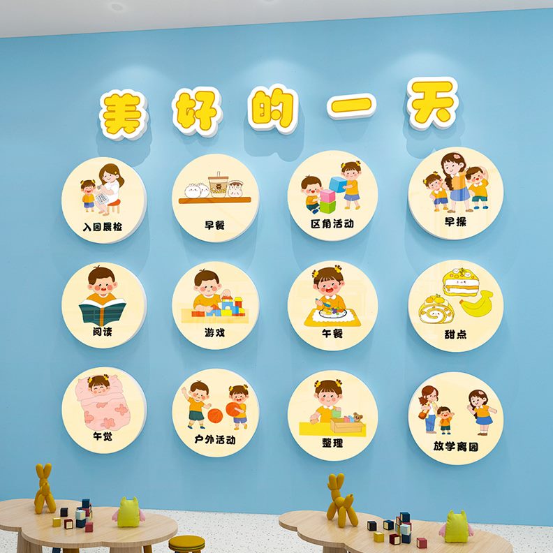 图一材料创生活好习惯贴画幼儿园程墙面装饰流主题日文化墙成品环