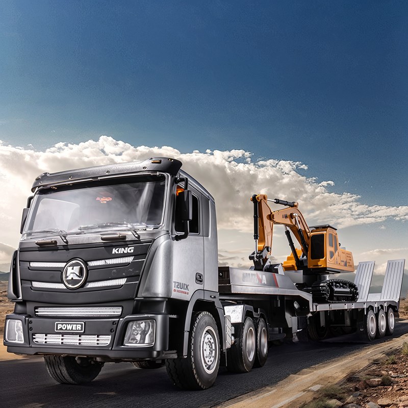 大号遥控拖挂卡车儿童平板运输汽车工程车玩具男孩充电动半挂货车