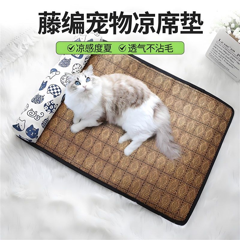 宠物夏季藤编凉席垫物理降温猫垫子布偶新型猫窝泰迪狗冰垫子枕头,宠物/宠物食品及用品,猫窝/屋/帐篷/沙发,淘宝优惠券,粉丝福利购,淘宝优惠卷