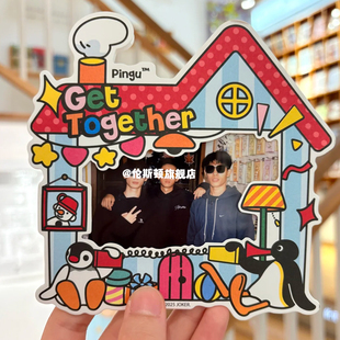 可爱呆萌小企鹅房屋亚克力冰箱贴磁吸相框拍立得照片小卡表框展示