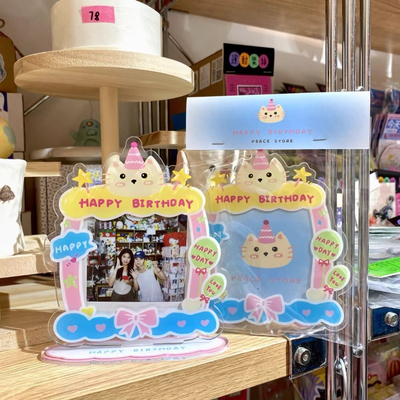和气士多 | 原创可爱猫猫生日快乐SQ方形拍立得展示立牌照片相框