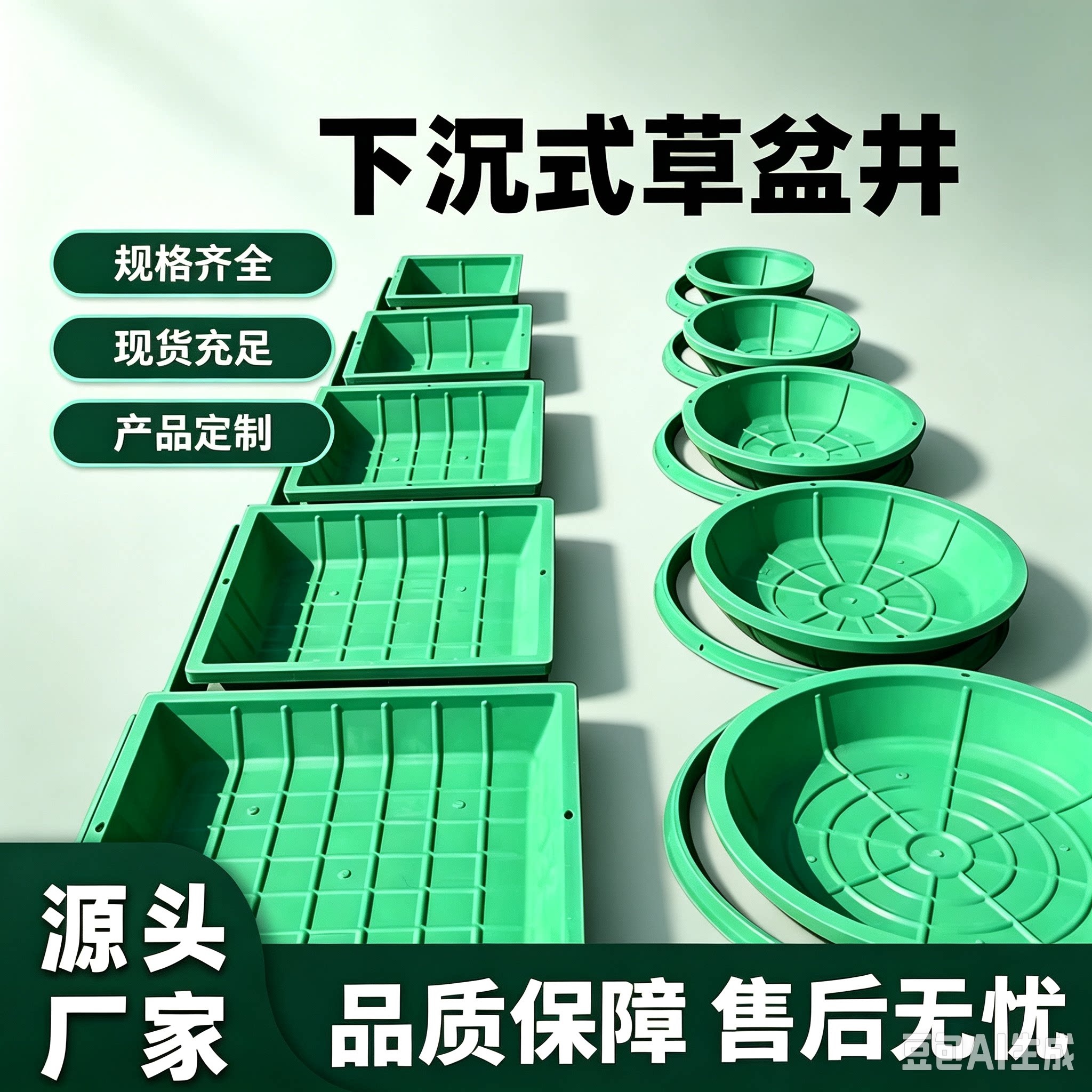 SMC草盆井复合植草盆下沉式隐形草坪雨污水井检查井绿化种植井盖