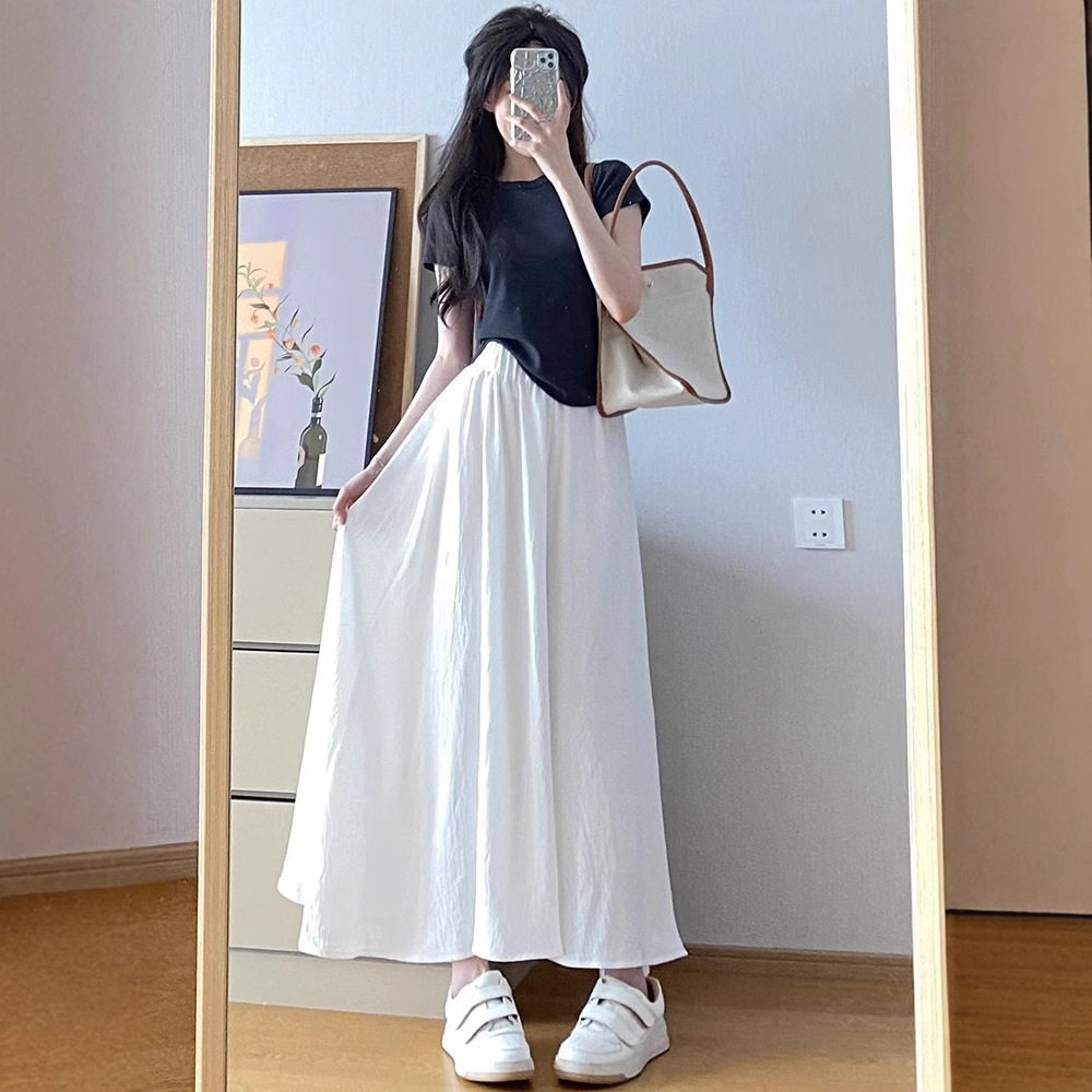 白色裙裤女夏季26新款飘飘百褶a字半身裙夏天棉麻高腰垂感休闲裤