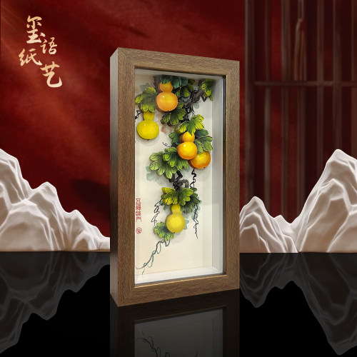 五福临门葫芦工艺品装饰摆件剪纸