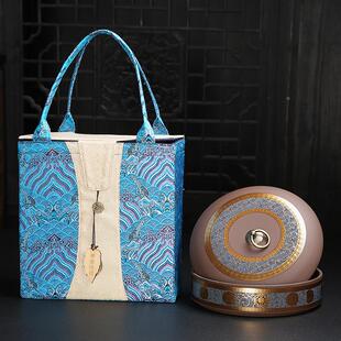 茶叶盒子普洱茶包装盒高档空礼盒紫砂茶叶罐陶瓷布袋礼盒装茶饼罐