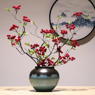 现代新中式陶瓷器花瓶装饰品套组摆件创意玄关电视柜台面摆设花瓶