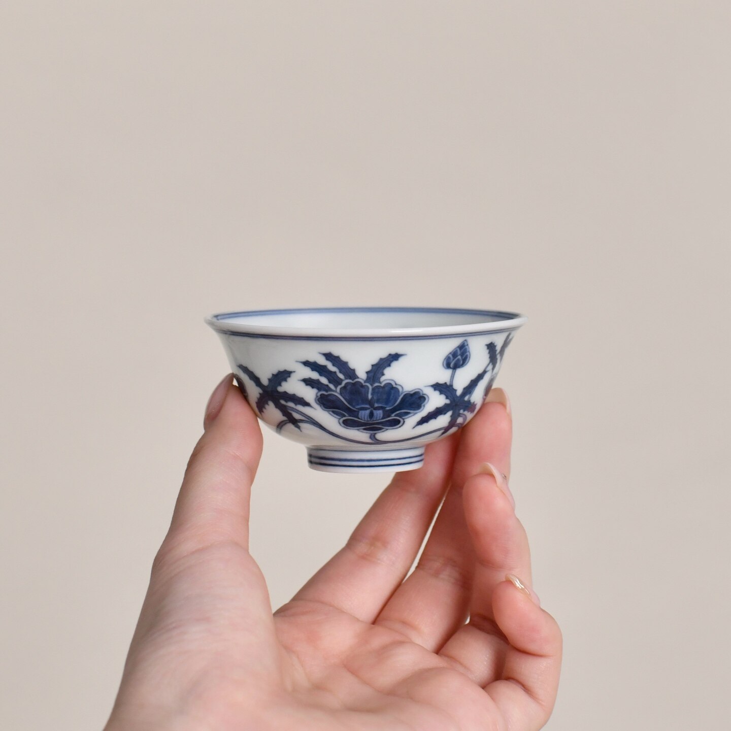 春风祥玉青花仿成化秋葵小杯图片