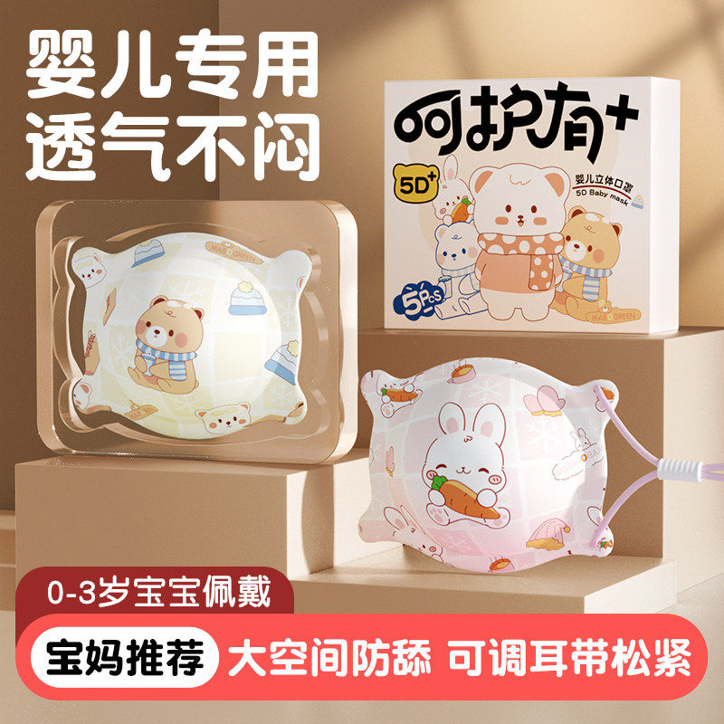 德国婴儿宝宝防流感口罩薄款0-12月专用新生外出小月龄儿童1-3岁