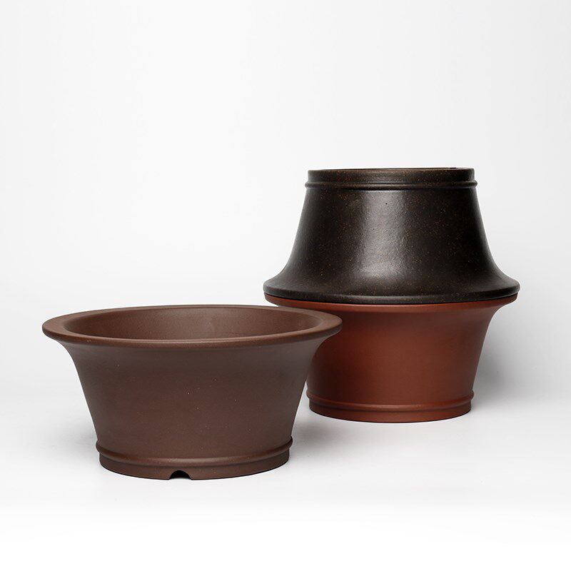 蔓木人紫砂宜兴紫砂花盆盆景盆圆口桌面松树梅桩盆精品手工紫泥