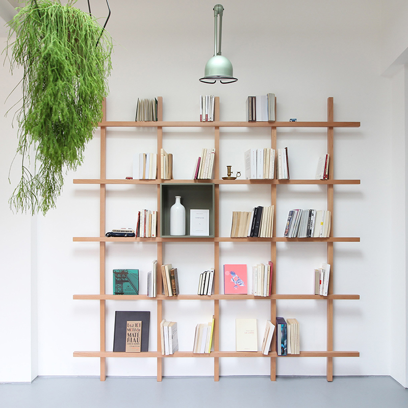 挂墙实木书架创意小户型置物架单元格书架满墙定制客厅墙壁书架