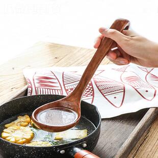 ll号勺子家用盛汤实匙QKI木柄带勾长大汤勺盛粥稀饭勺原木质大汤