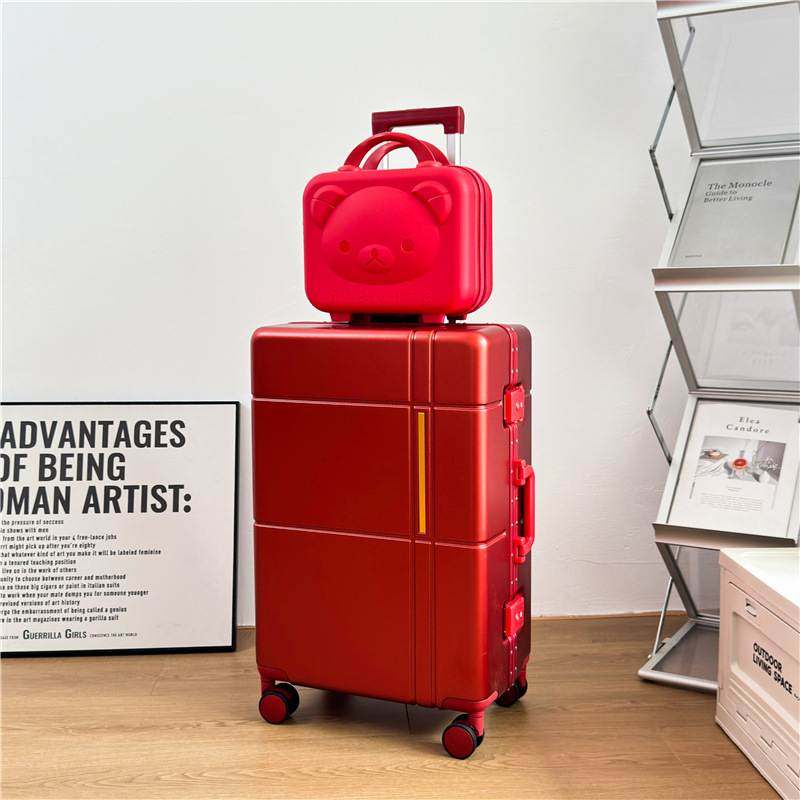 行李箱新款红色拉杆箱结婚陪嫁旅行箱婚礼新娘密码箱万向轮铝框