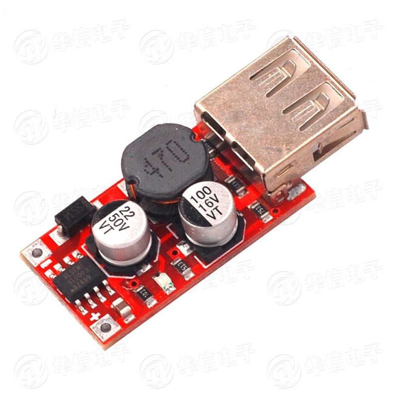 9V/12V/24V转5V降压车载充电车3A输出USB降压稳压模块红色