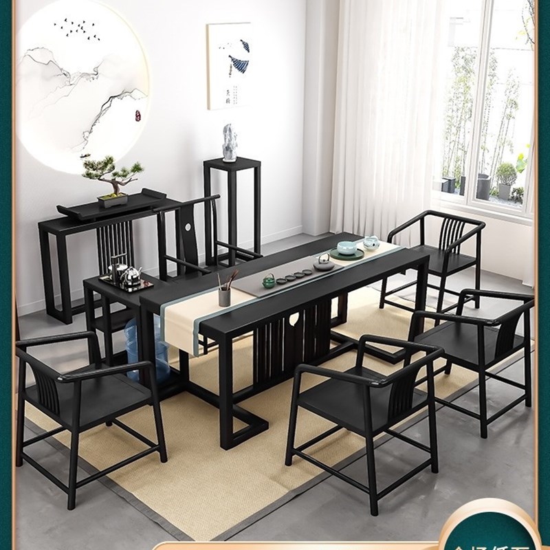 新中式泡茶桌椅组合实木茶桌禅意茶室家具现代简约茶艺茶道泡茶台