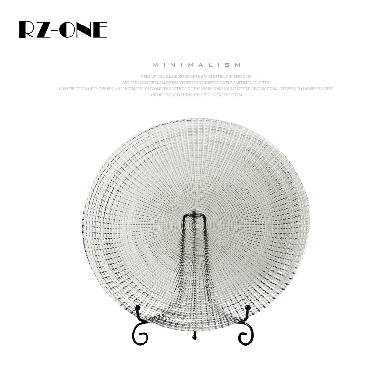 Rzone 透明纹理玻璃屏风桌面摆件样板间茶室玄关书房创意软装饰品