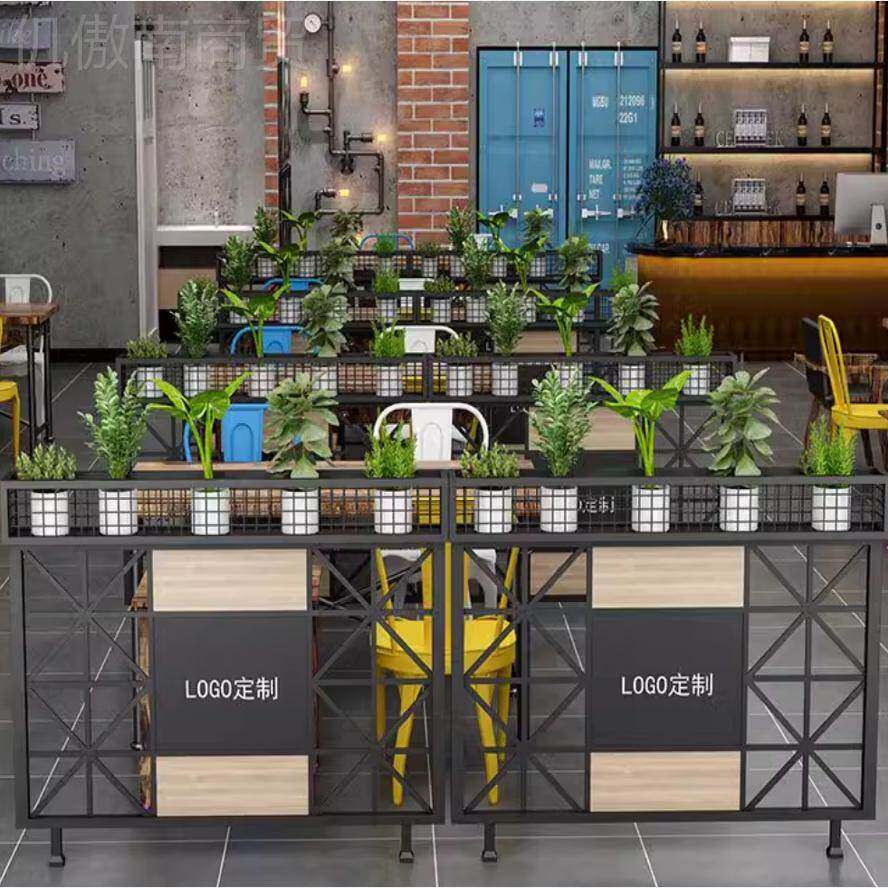 艺屏风间过道装饰半截LXN花架餐厅隔断围铁栏绿植饭工店卡座厂护