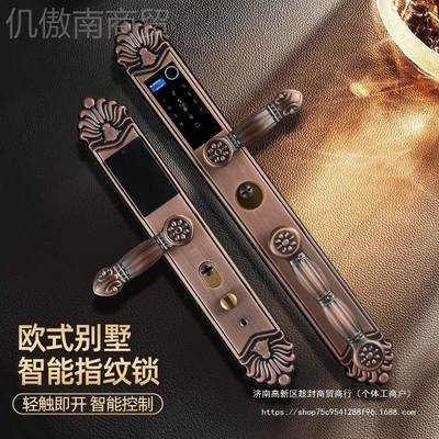 欧双式别墅开农双开门家用指纹锁智能复RTX古村大门防盗门锁密码