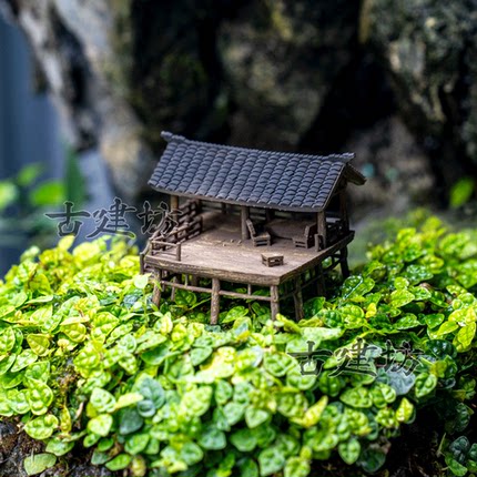 古建坊鱼缸造景微景观盆景假山古风建筑凉亭3D打印树脂摆件模型中