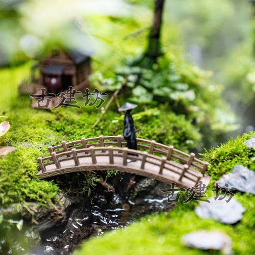 生态缸摆件小桥人物流水微景观