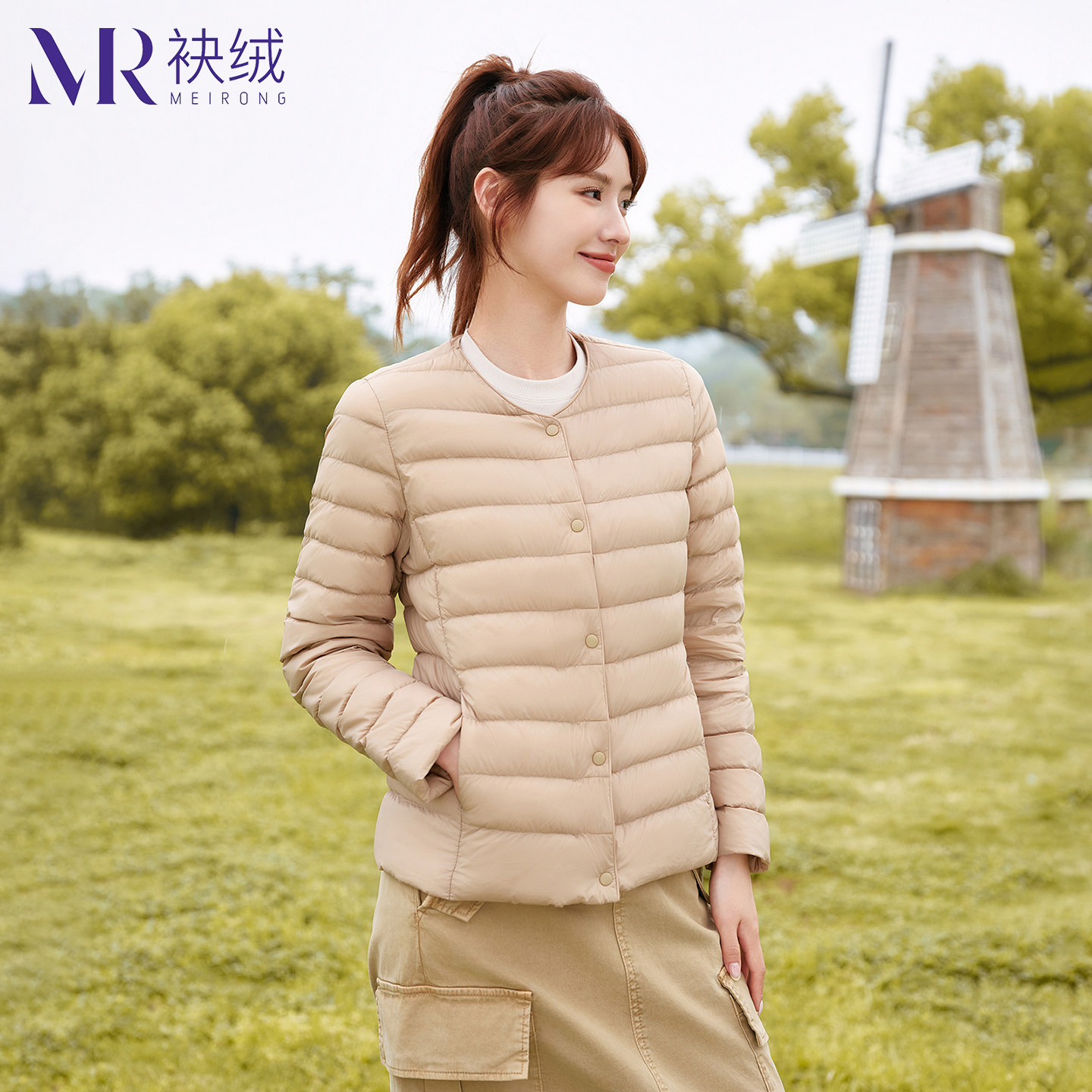 【小田粉丝专享】袂绒羽绒内胆女内穿圆领时尚薄款打底冬季