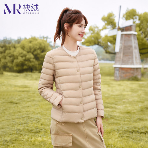 袂绒轻薄圆领羽绒内胆女