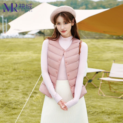 袂绒轻薄羽绒马甲背心女款