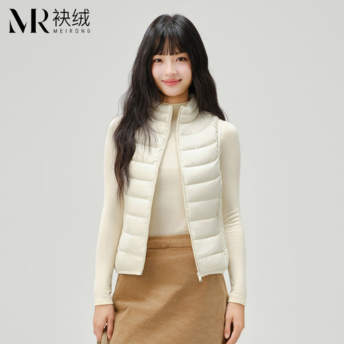 袂绒秋90鸭绒轻薄立领羽绒马甲女