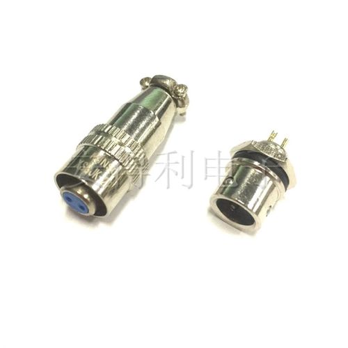 XS8JK小型航空插头8mm开孔2芯3芯4芯铜芯镀金推拉式插头快速插拔