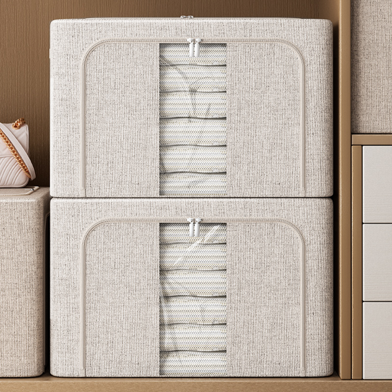 棉麻布艺被子收纳箱可折叠收纳筐大容量衣柜衣服储物箱子整理神器
