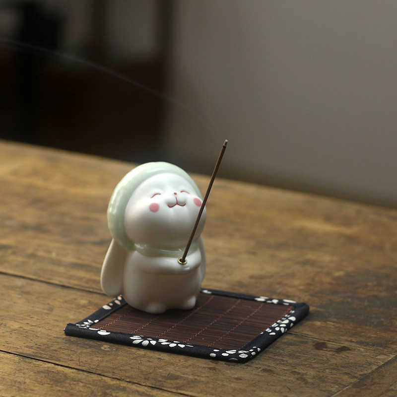 可爱兔子香插摆件陶瓷线香香座精致艺术沉香檀香家用室内创意香炉,童装/婴儿装/亲子装,泳帽,淘宝优惠券,粉丝福利购,淘宝优惠卷
