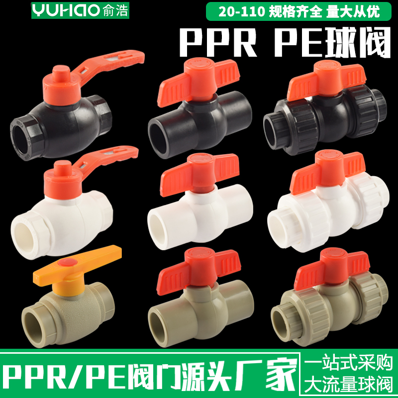 ppr球阀4分20接头6分25双活接全塑球阀热熔PE阀门水管管件 大流量