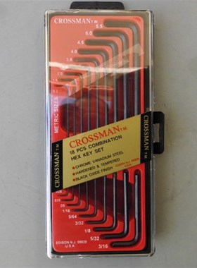 进口货CROSSMAN美国十字牌公英制六角扳手18件套装两用六角扳手