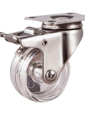 YUNSHI韵狮1.5寸304不锈钢脚轮2寸透明PC丝杆万向置物架轮子轱辘