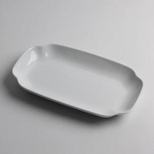山水一间长方形纯色鱼盘10英寸家用餐具餐厅27cm蒸鱼碟如意型菜盘