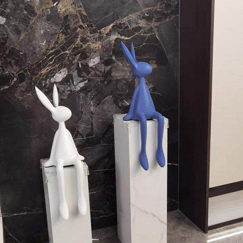 创意网红卡通坐姿长耳兔子摆件客厅电视柜酒店前台桌面玄关装饰品,家居饰品,落地摆件,淘宝优惠券,粉丝福利购,淘宝优惠卷