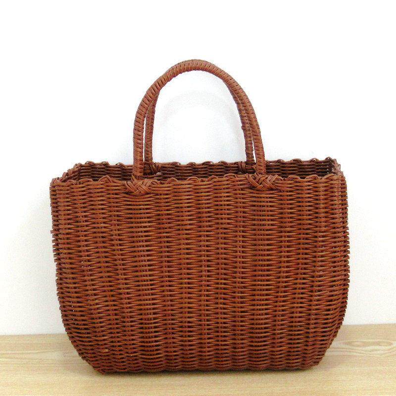 新款编织手提篮购物篮买菜筐仿竹编大小号棕色提篮早市手拎菜篮子,收纳整理,购物篮,淘宝优惠券,粉丝福利购,淘宝优惠卷