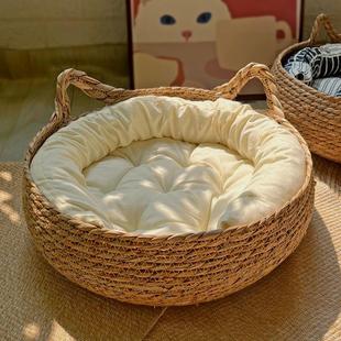 通用猫抓板藤编可拆洗冬天兔子窝猫猫用品编织冬季 猫窝四季 保暖垫