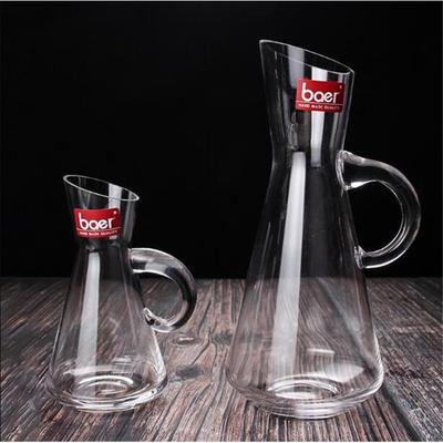 水晶玻璃斜口分酒器 带把白酒分酒器 红酒倒酒壶 洋酒公杯 醒酒器
