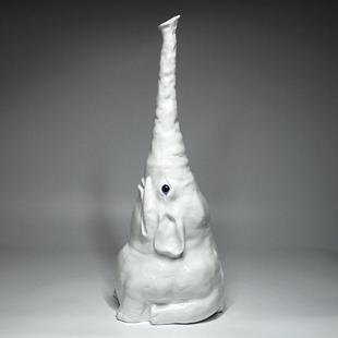 不仁斋 薛继业 陶瓷雕塑 白瓷大象 摆件潮玩