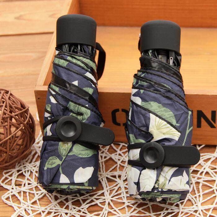 日单日系五折伞超强防紫外线 线黑胶伞韩版百合花遮阳伞迷你小巧U