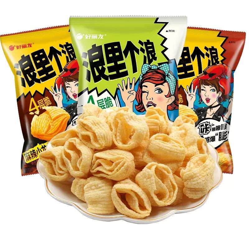 正宗浪里个浪四层脆玉米浓汤味薯片袋装玉米酥零食休闲食品