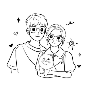 手绘简笔画头像定制 真人照片转卡通Q版简约线条风头像设计